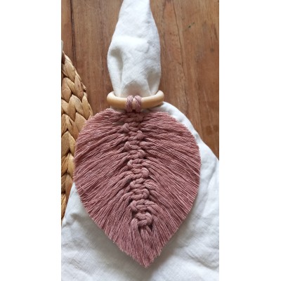 FOGLIA IN MACRAME' BOMBONIERA SEGNAPOSTO