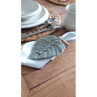 FOGLIA IN MACRAME' BOMBONIERA SEGNAPOSTO