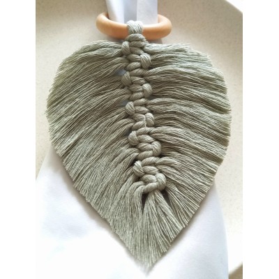 FOGLIA IN MACRAME' BOMBONIERA SEGNAPOSTO