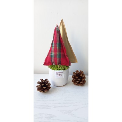 ALBERELLI IN TESSUTO SCOZZESE E ECOPELLE ORO